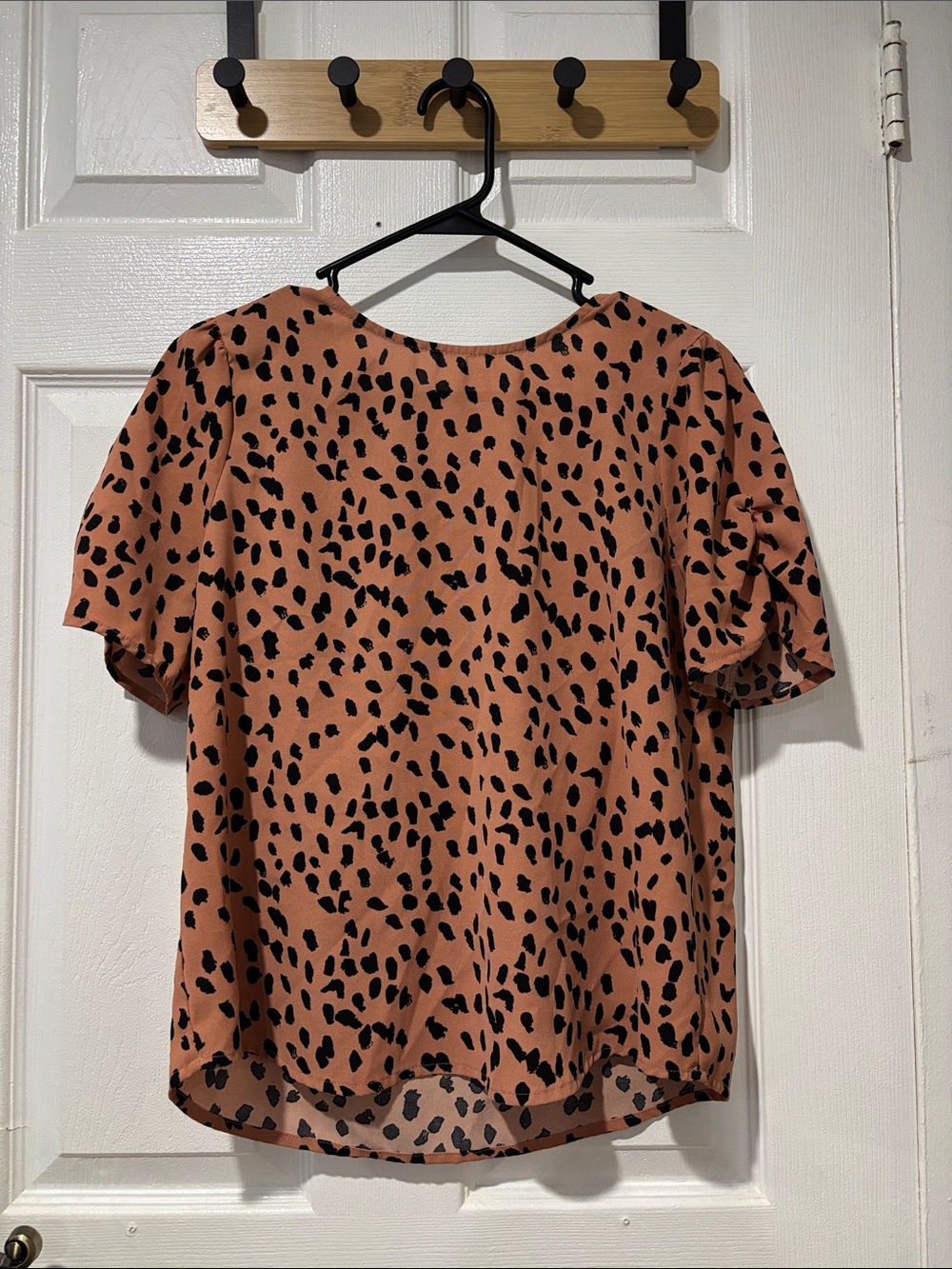Papermoon Rust Pink Leopard Print Short Sleeve Blouse